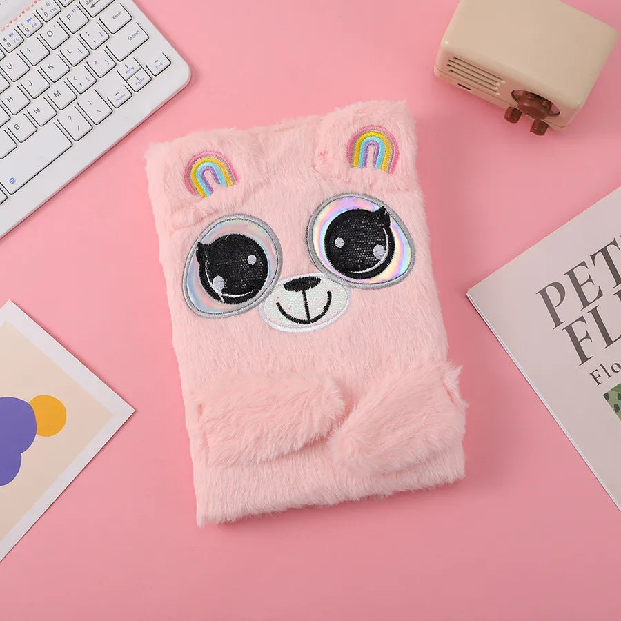 Cute Cartoon Animal Plush Notebook Handmade DIY Scrapbooking Book Children's Jotter Book Eco-Friendly Wood Pulp Material