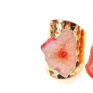 casual irregular agate brass natural stone wholesale open ring