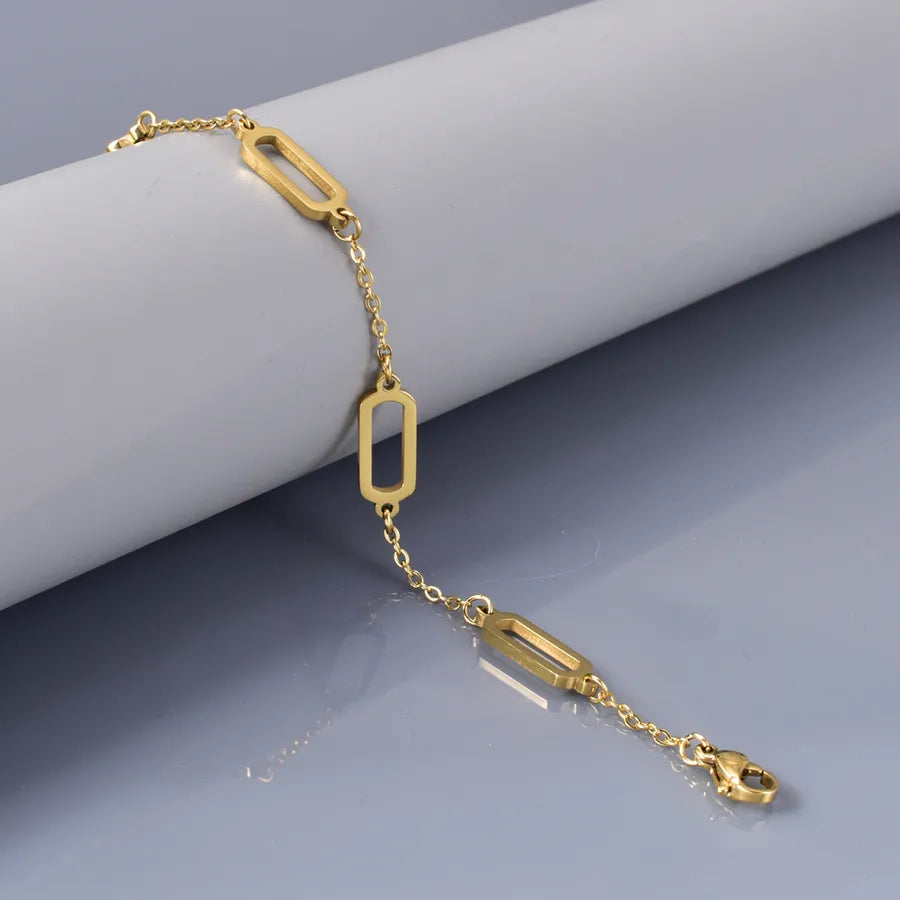 Retro Simple Style Geometric 304 Stainless Steel 18K Gold Plated cable chain Bracelets In Bulk