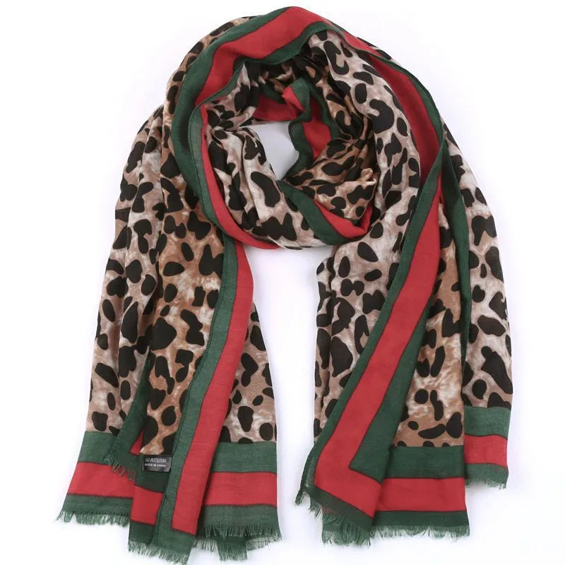 Women's Retro Classic Style Printing Leopard Cotton Scarf