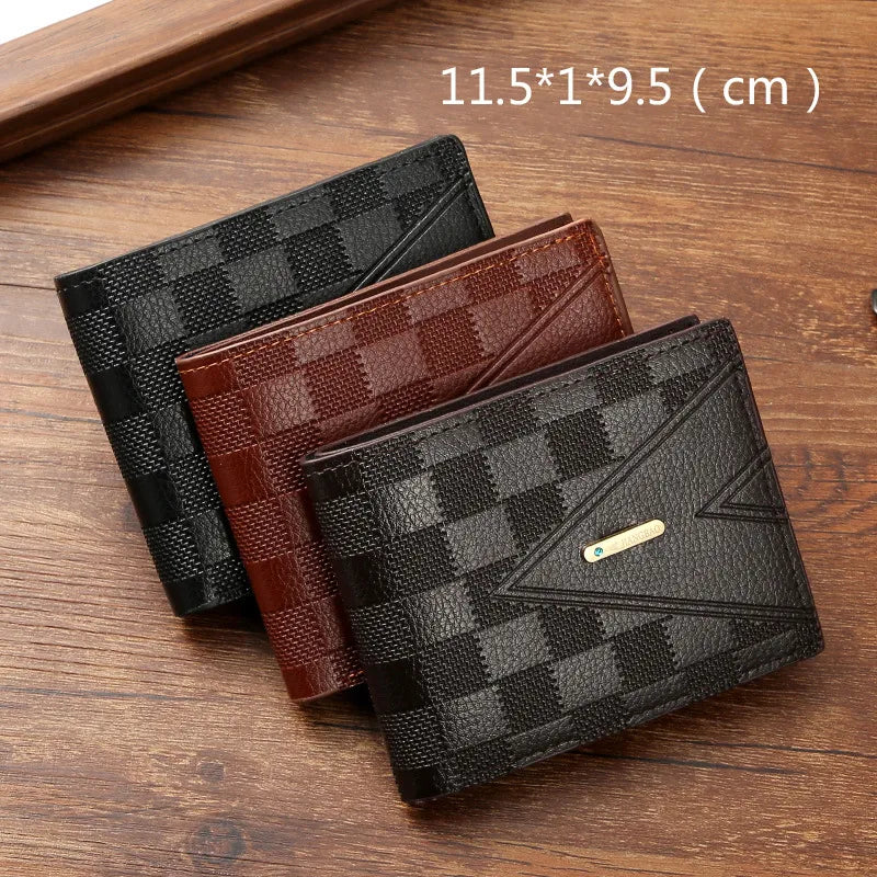 men's lattice pu leather open wallets