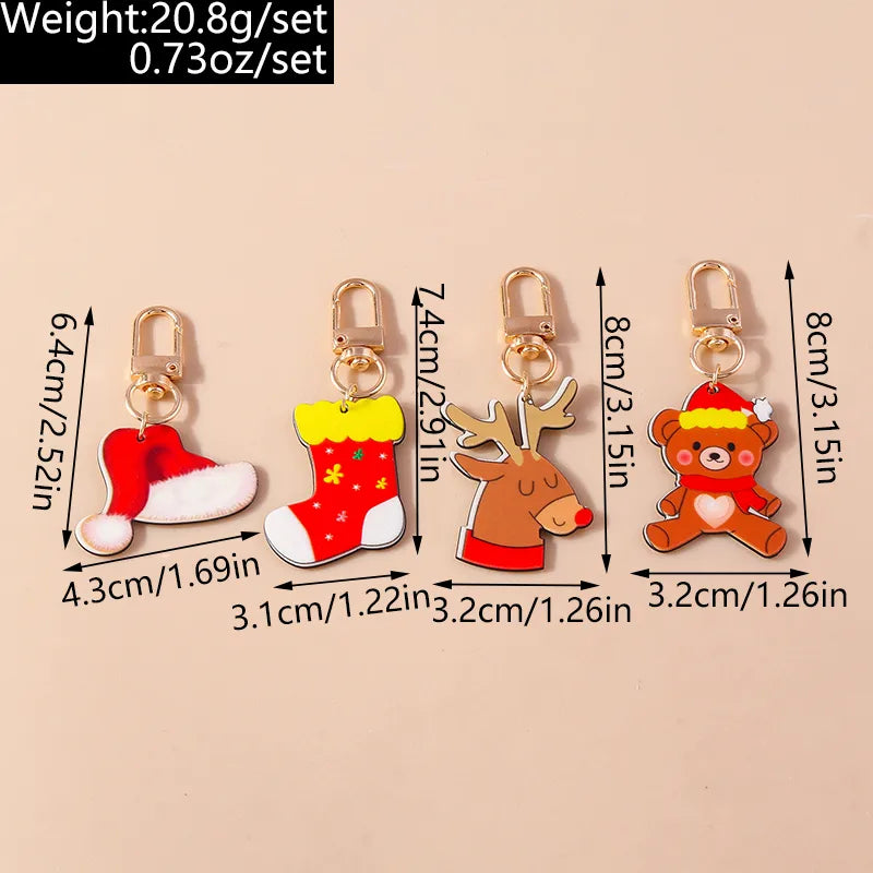 Classic Style Santa Claus Zinc alloy Christmas Keychain