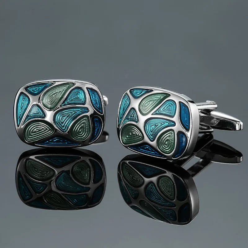 business geometric copper plating men's cufflinks