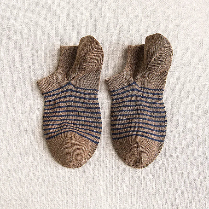 Casual Elegant Men's Stripe Cotton Ankle Socks A Pair