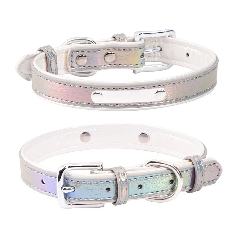 All Seasons Cute Pu Leather Zinc alloy Customization Laser Engraving Colorful Pet Collar