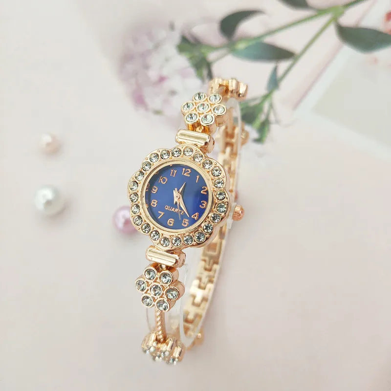Elegant Flower Single Folding Buckle Quartz Watch Women's Watches