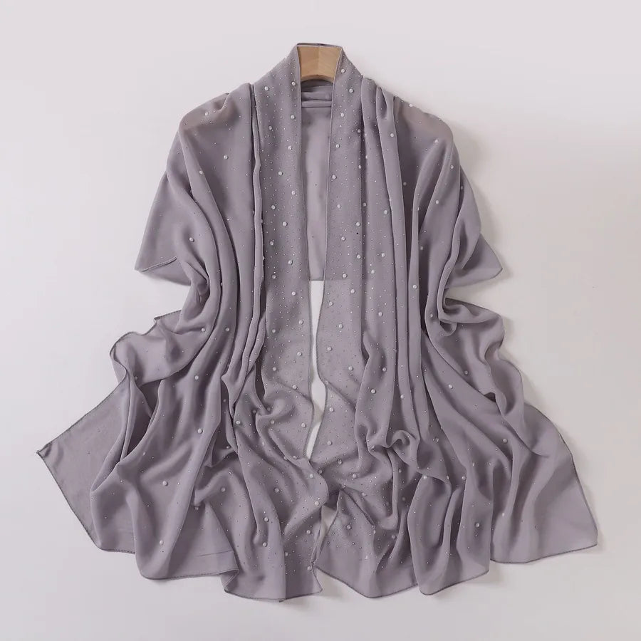 wholesale pearl chiffon ceramic gypsophila hot drill long scarf Hui scarf Indonesia Middle East Africa turban