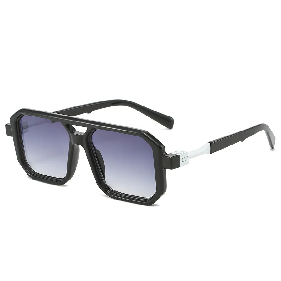 retro color block pc square full frame men's sunglasses