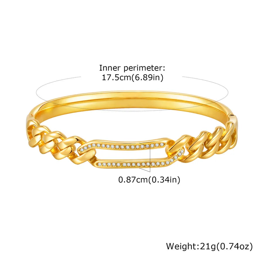 IG Style Novelty Butterfly 304 Stainless Steel 18K Gold Plated Rhinestones Handmade Chain Bangle In Bulk