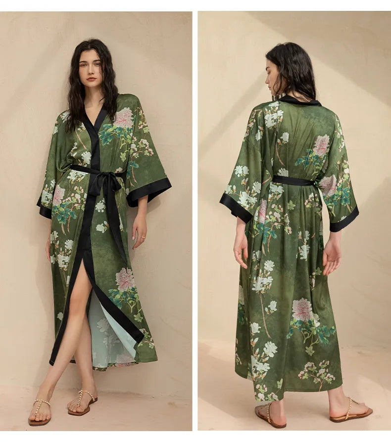 new satin chiffon ice silk light bathrobe multicolors