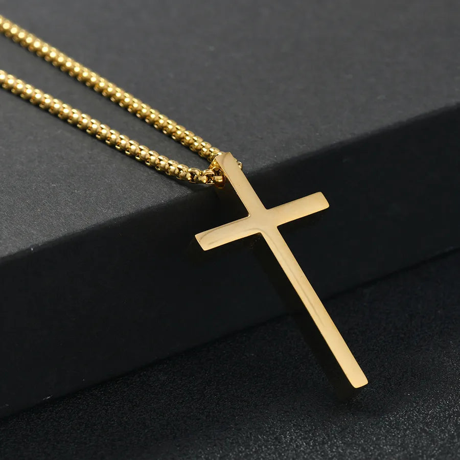 hip-hop cross stainless steel polishing plating men's pendant necklace
