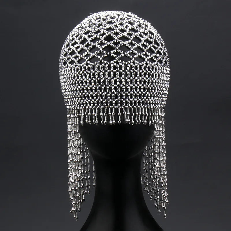 Shiny Women's Solid Color Polyester Tassel Headwear