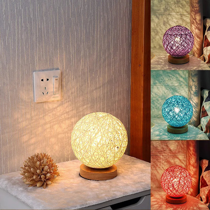 Hemp ball rattan light LED night light desk star light atmosphere light children's gift usb table lamp bedroom bedside lamp