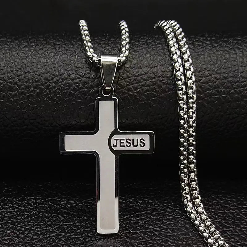 Basic Modern Style Classic Style Geometric Cross Titanium Steel Polishing Men's Pendant Necklace