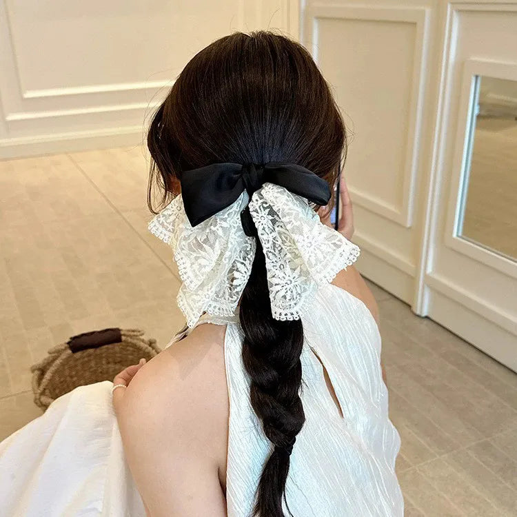 Elegant Lace Butterfly Knot Hair Clip Women's Fashionable Shark Clamp Hair Accessories Fairy Style Hairpins Headwear