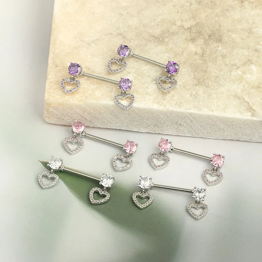 1 Pair Nipple Rings & Studs Simple Style Solid Color 304 Stainless Steel Inlay Zircon Nipple Rings & Studs