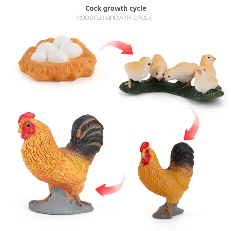 simulation mini farm poultry chicken duck goose cow gold small animal miniature model sand table ornaments wholesale