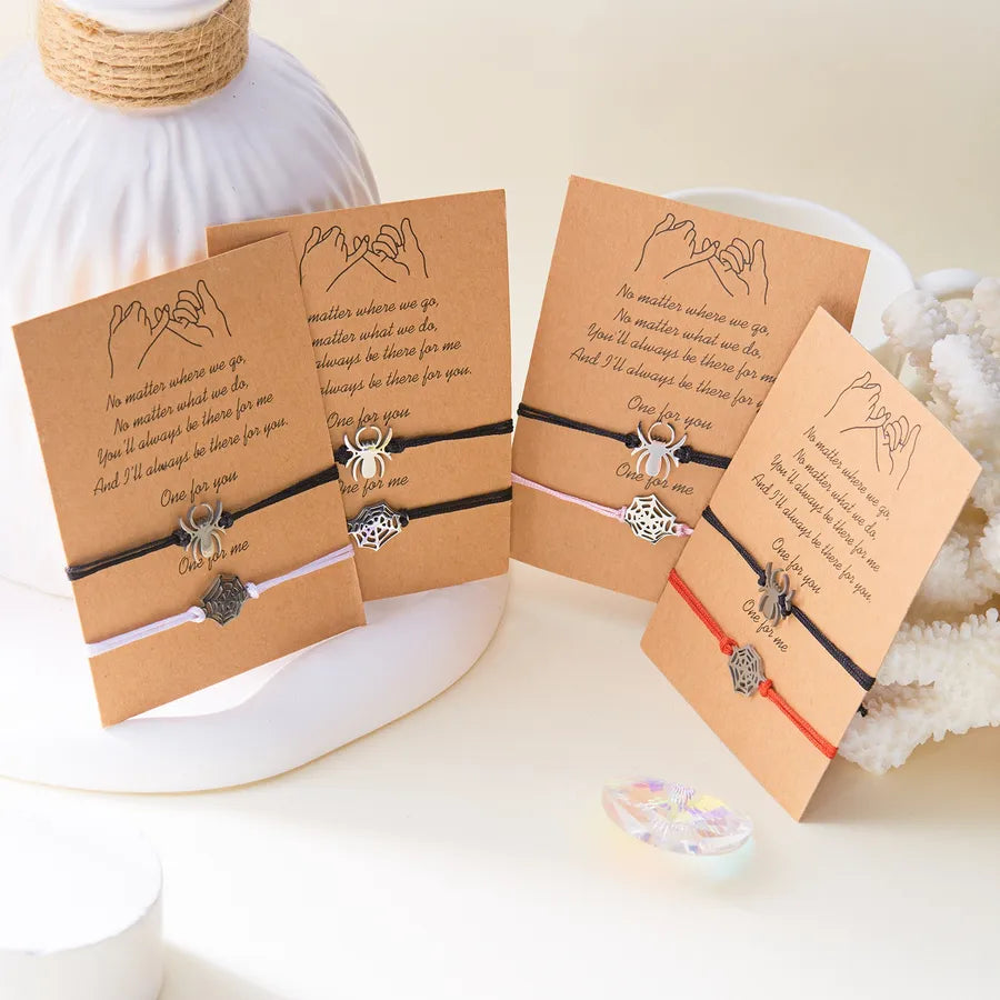 Adjustable Halloween Spider Web Waxed Thread Weaving Bracelet Creative Festival Gift For Couples Spider Web Design Bracelet