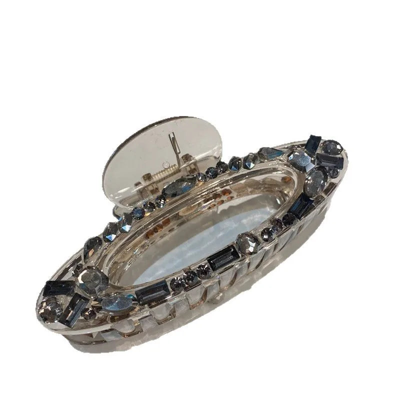 New Luxury Sparkling Water Diamond Hair Claw Clip Large Size Ponytail Holder Shark Clamp Elegant Updo Hair Accessories