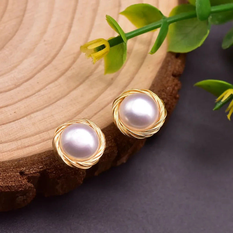 Live broadcast  natural pearl earrings high-grade earrings s925 silver needle women's design natural freshwater real pearl
