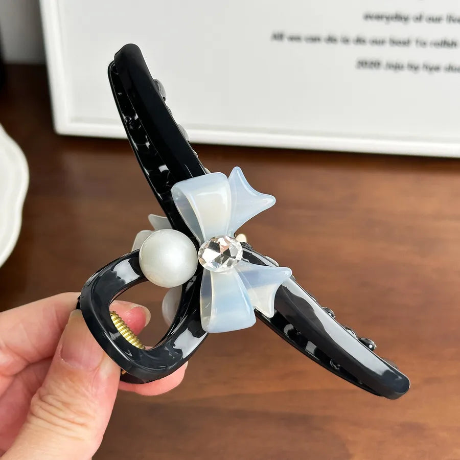 Large Versatile Acetate Butterfly Knot Hair Clip Diamond Shark Clamp Hair Accessories Elegant Simple Style Women's Hairpin