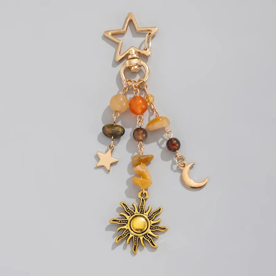 Pastoral Sun Moon Glass Zinc alloy Unisex Keychain