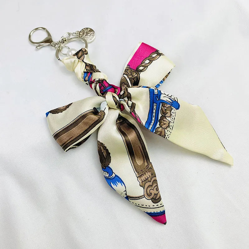 Sweet Simple Style Bow Knot Cloth Metal Unisex Bag Pendant Keychain