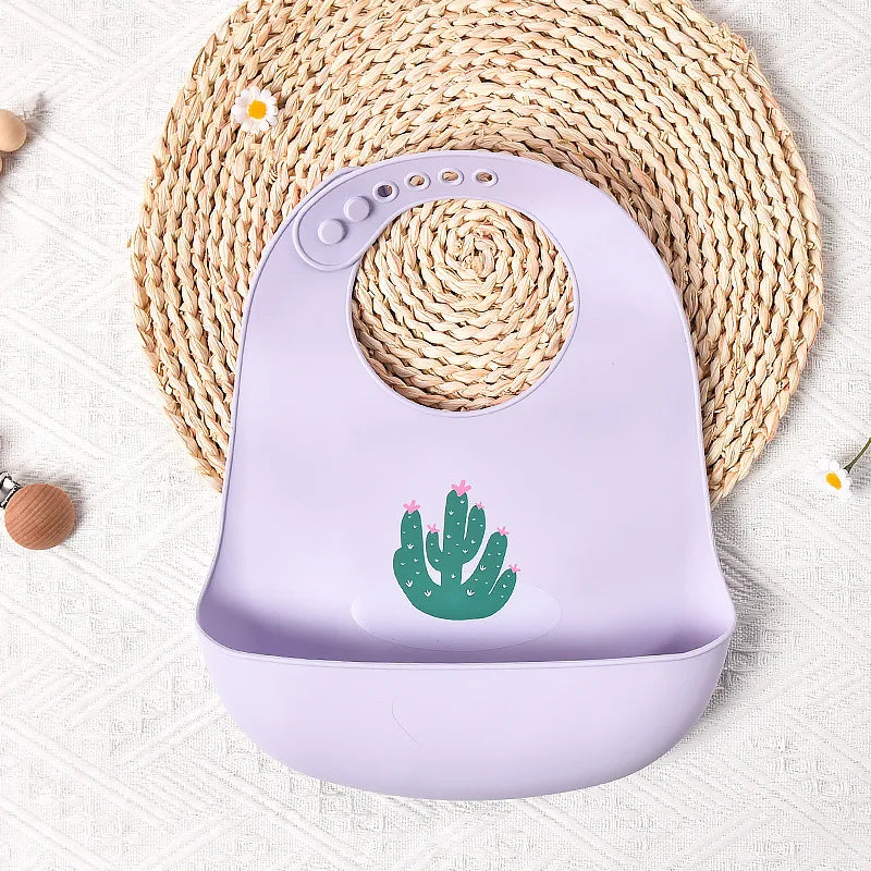 Casual Cute Cartoon Flower Silica Gel Burp Cloths Bib Baby Accessories