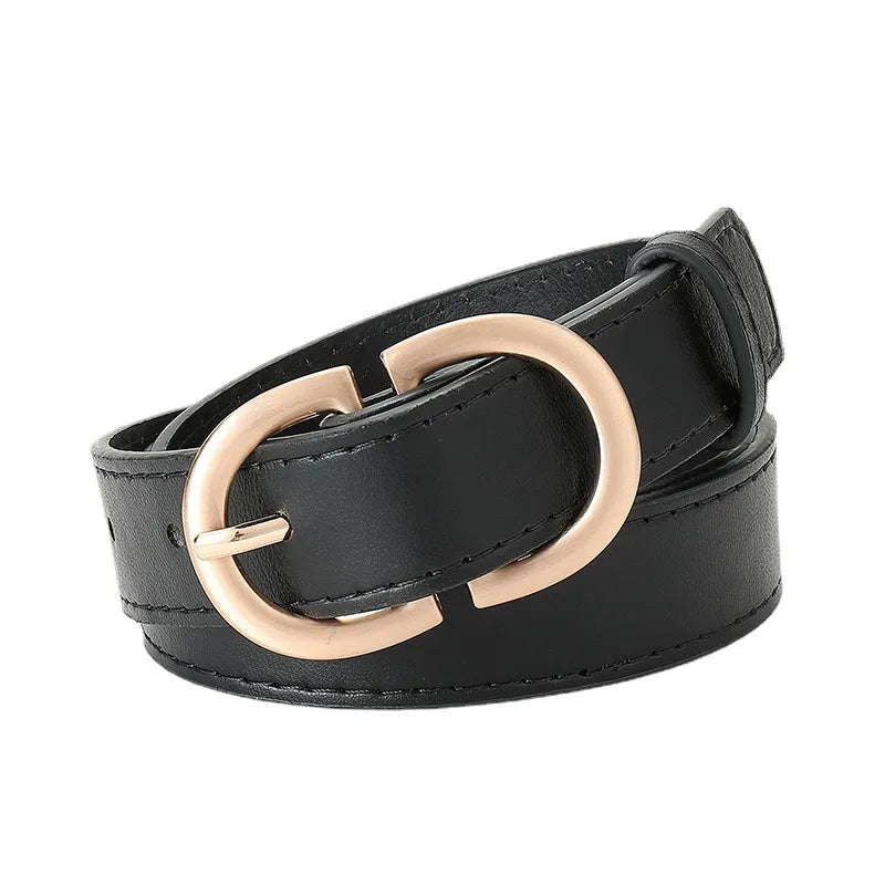 fashion solid color leopard pu leather alloy women's leather belts 1 piece