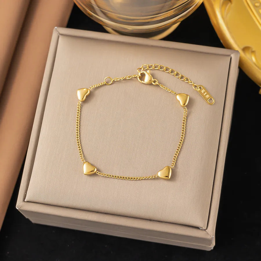 Elegant Simple Style Geometric 304 Stainless Steel Paperclip Chain cable chain Bracelets In Bulk