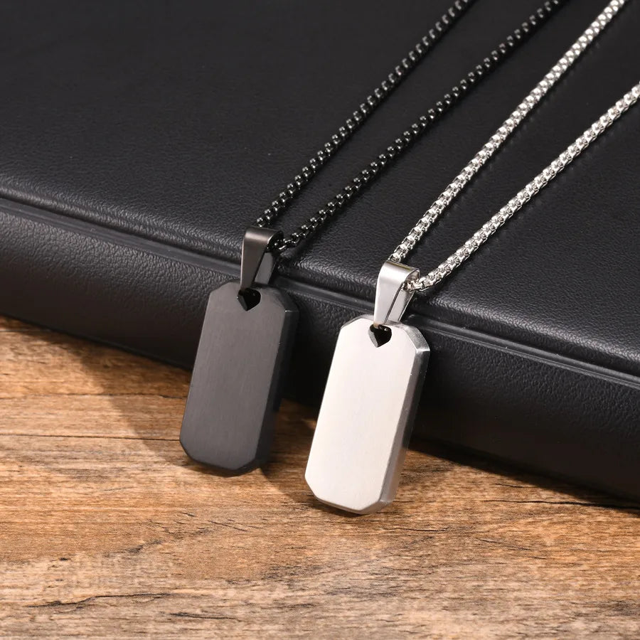 Casual Simple Style Streetwear Rectangle 201 Stainless Steel 304 Stainless Steel Men's Pendant Necklace