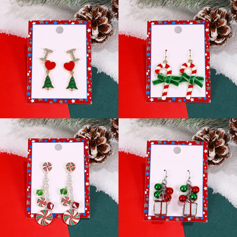 fashion christmas tree alloy enamel inlay artificial gemstones women's drop earrings 1 pair