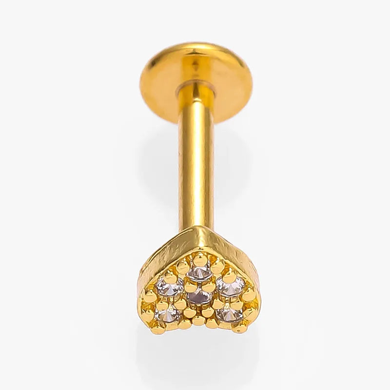 1 Piece Lip Rings Simple Style Commute Leaves Heart Shape Flower 316L Stainless Steel  Inlay Zircon 18K Gold Plated Ear Cartilage Rings & Studs