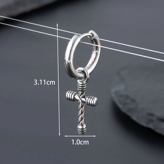 1 Piece Hip-Hop Punk Cross Leaves 316 Stainless Steel  Drop Earrings