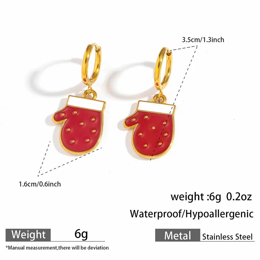 Christmas Santa Claus Ear Cuffs Titanium Steel 316L Quality Suitable For Commuting And Casual Occasions Drop Oil Earrings