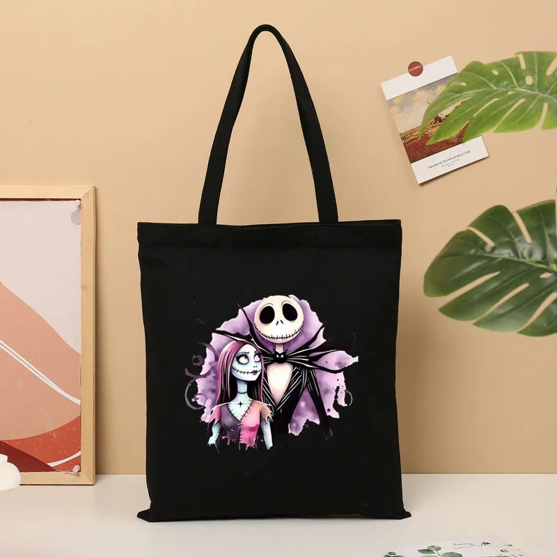 Large Canvas TrickOrTreat Halloween Party Candy Snack Gift Bag Shopping Tote Bag Double Shoulder Strap Retro  Style