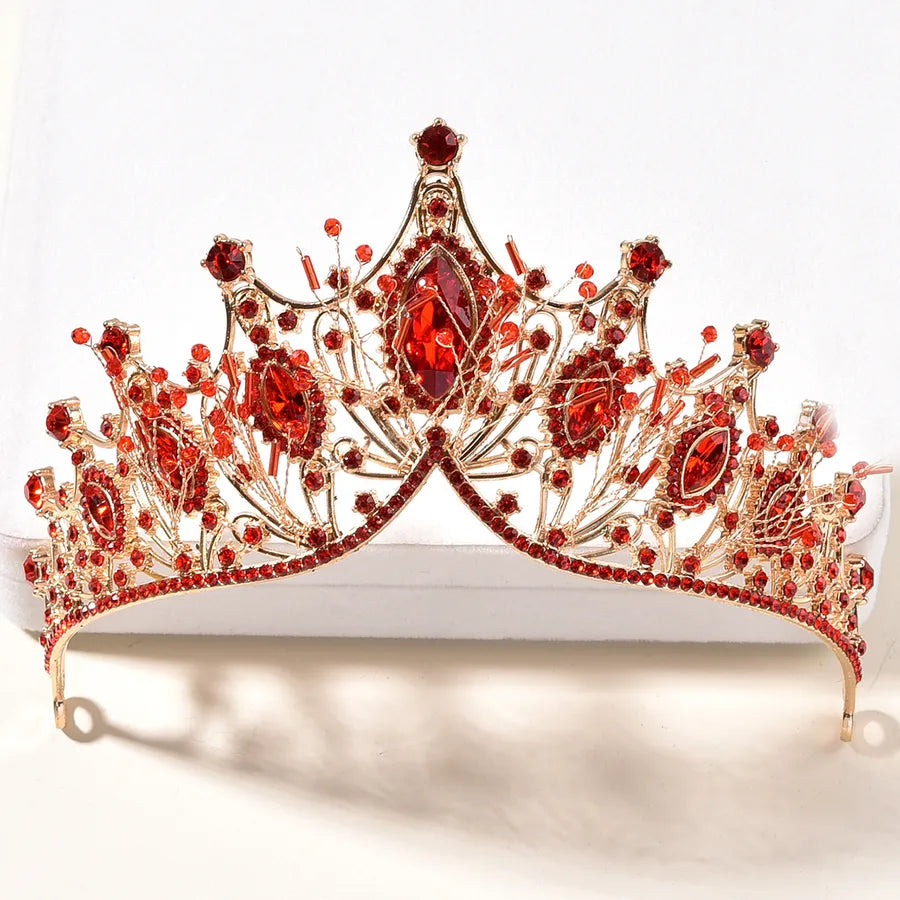 korean style rhinestone crown earrings set wedding hair accessories