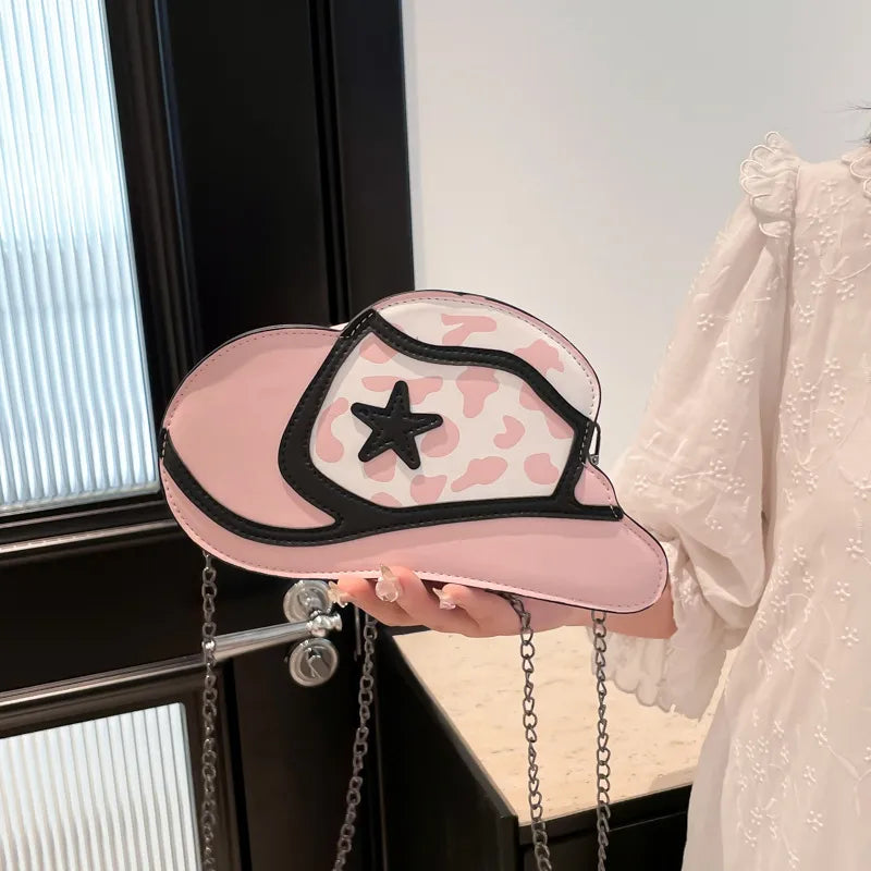 Fashionable Ladies' PU Leather Shoulder Bag Versatile Hat Shape Crossbody Bag Stylish Print Elements Round Ball Shaped Bag
