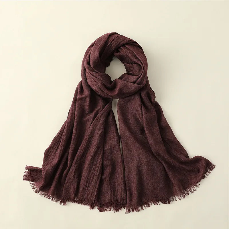 women's elegant solid color cotton silk scarves