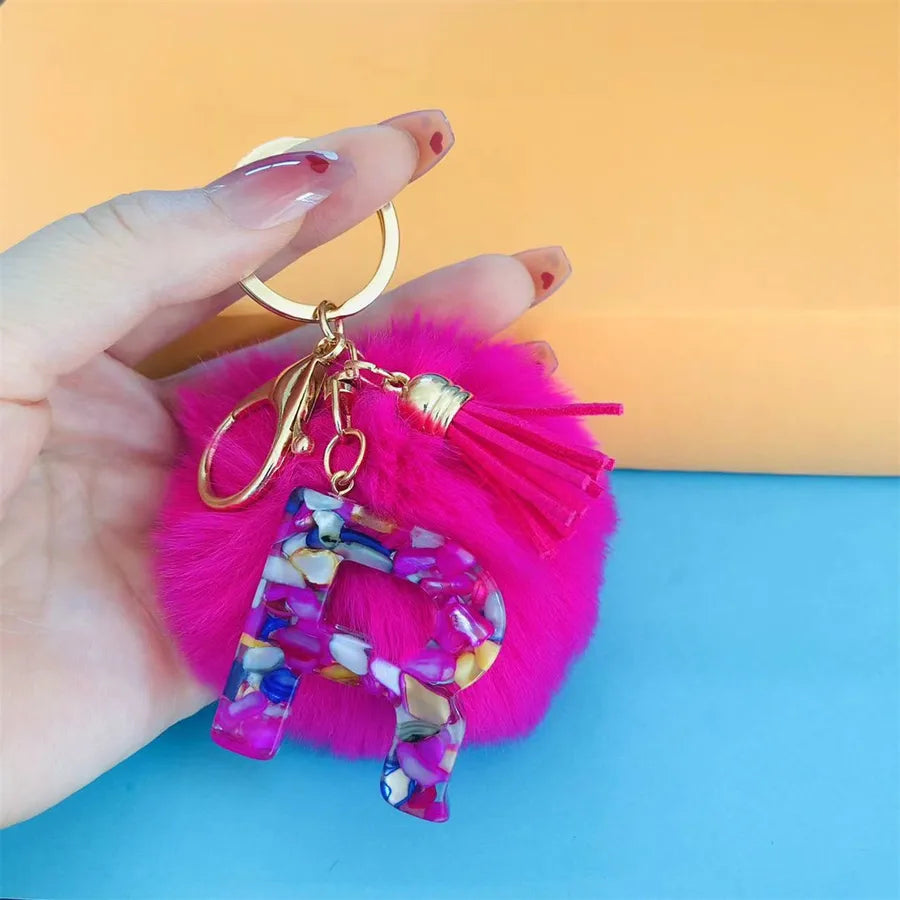 Simple Style Commute Letter Hairball Resin Unisex Bag Pendant Keychain