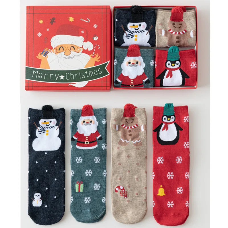 Christmas Simple Style Classic Style Women's Color Block Cotton Ankle Socks 1 Set