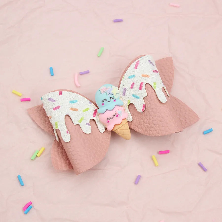 Amazon's New Donut Hairpin Children's Bow Hair Accessories Ice Cream Cream Candy Color Girl Hairpin