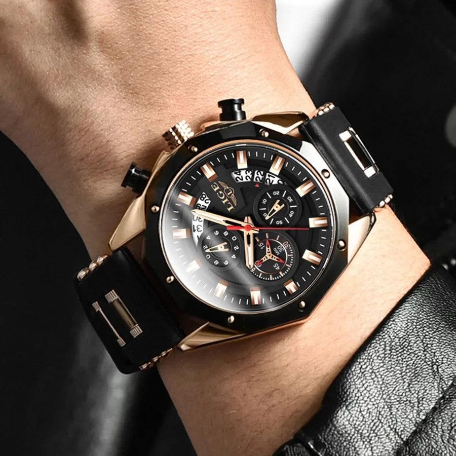 LIGE/LIGE 8908 sports quartz watch multifunctional six-pin calendar student youth Polygon Watch