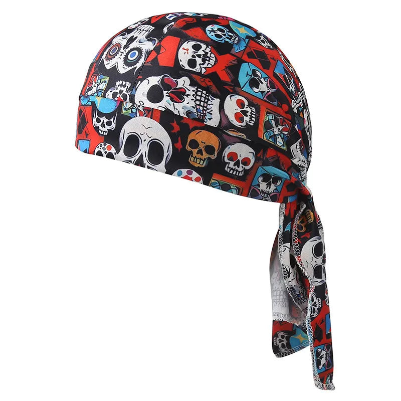 Fashionable Pirate Hat Headscarf Combo For Outdoor Sports And Halloween Party Unique Asymmetric Satin Design Chinese Style Hip Hop