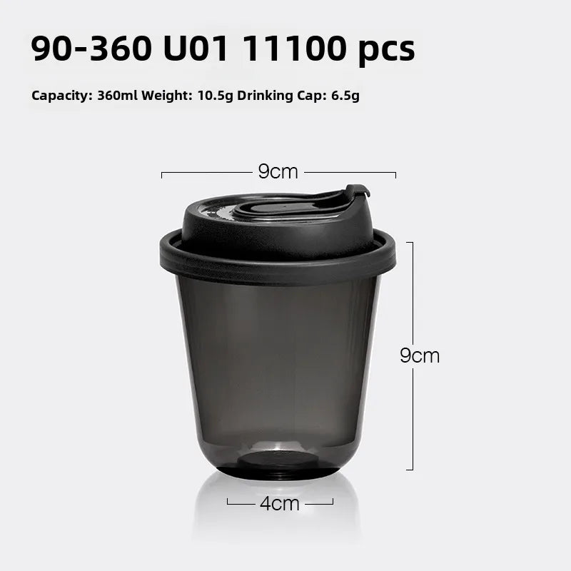 Horn flower disposable cup black plastic ice coffee cup PET cold drink Net red milk tea small black cup with lid
