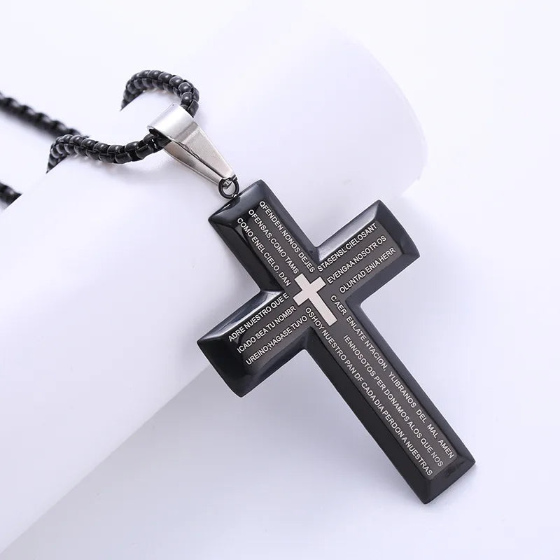 1 piece hip-hop cross stainless steel plating 18k gold plated men's pendant necklace