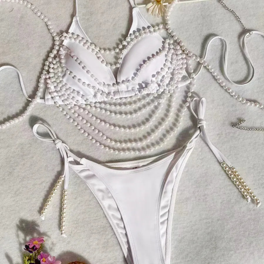 Women's Sexy Solid Color 3 Pieces Set Bikinis Swimwear
