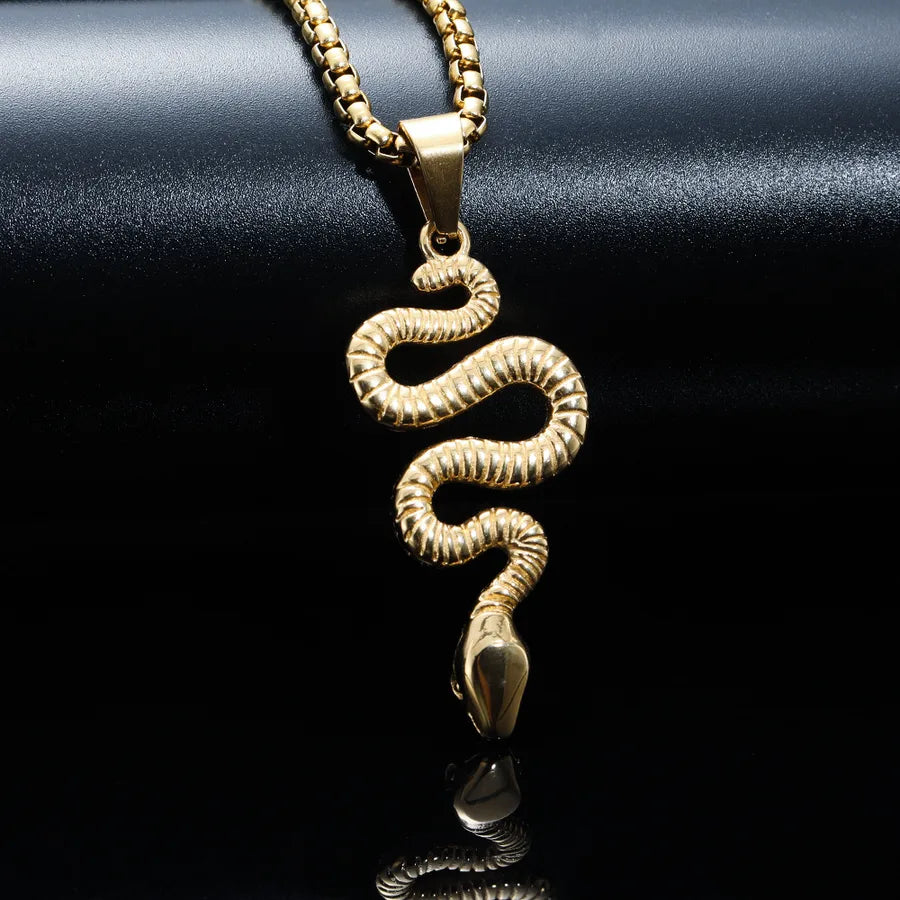 hip-hop retro snake titanium steel polishing men's pendant necklace
