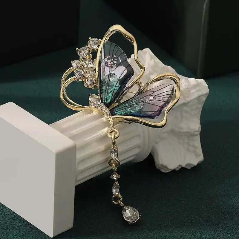 Green Chinese Style Brooch Pin Vintage High-End Tassel Creative Versatile Hanfu Cheongsam Embroidery Zinc Alloy Jewelry Accessory