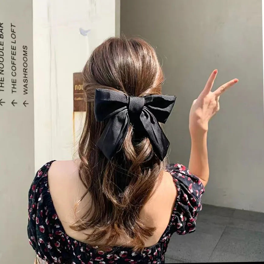 princess bow knot satin hair clip